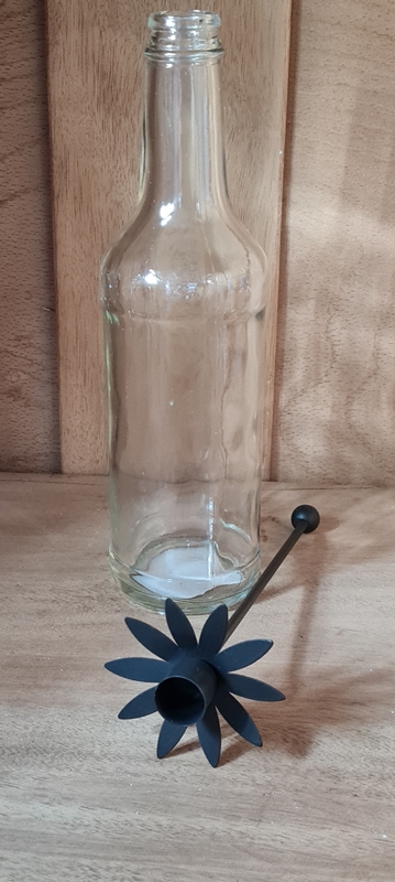 Kerzenhalter für Flasche-Schwarz-inklusive Glasflasche